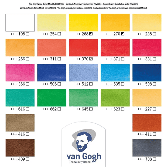Набір акварельних фарб Van Gogh 24 кювети+пензлик, метал, Royal Talens 3