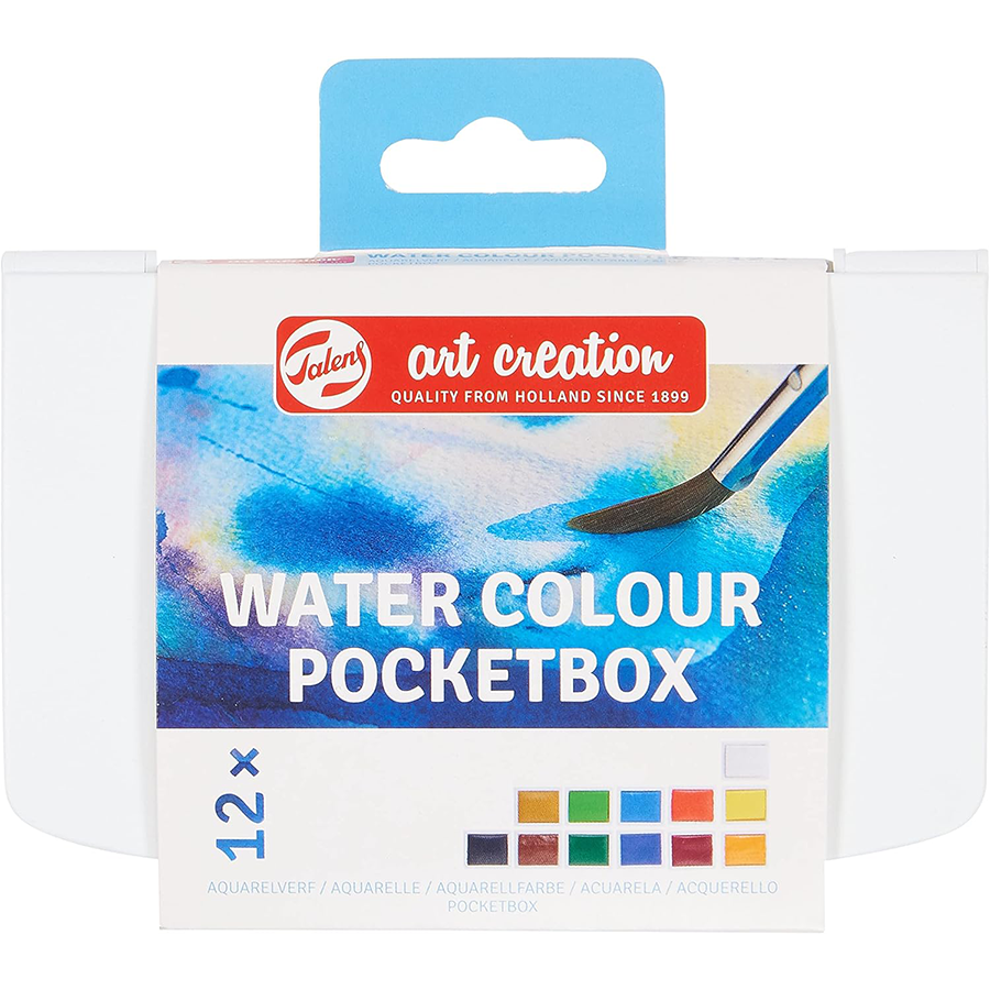 Набір акварельних фарб ArtCreation Pocket box, 12 кювет, пензель, спонж, Royal Talens