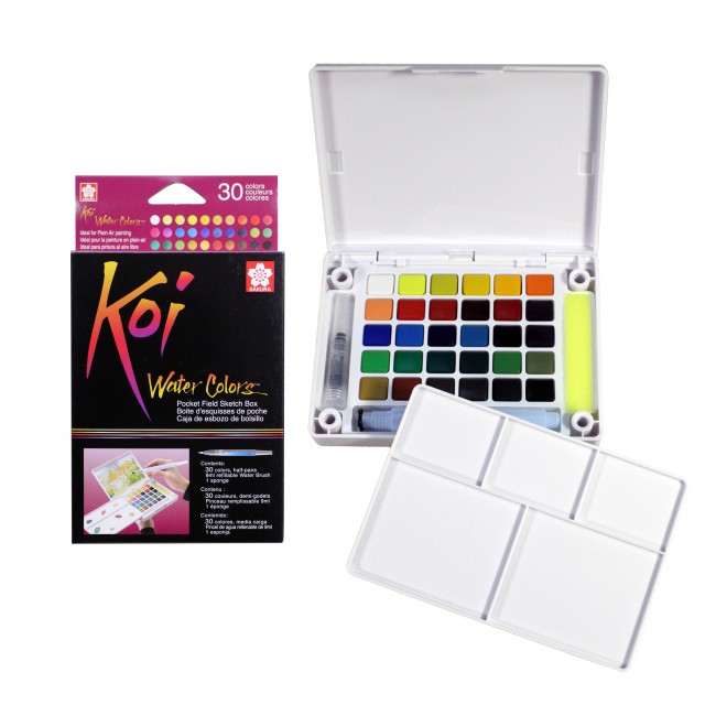 Набір акварельних фарб 30 кол. Koi Watercolors Sketchbox, Sakura 2