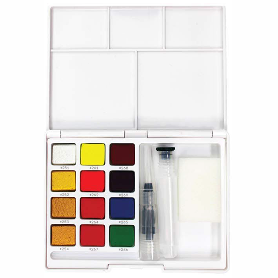 Набір акварельних фарб 12 кол. Koi Metallic Sketchbox, Sakura 1