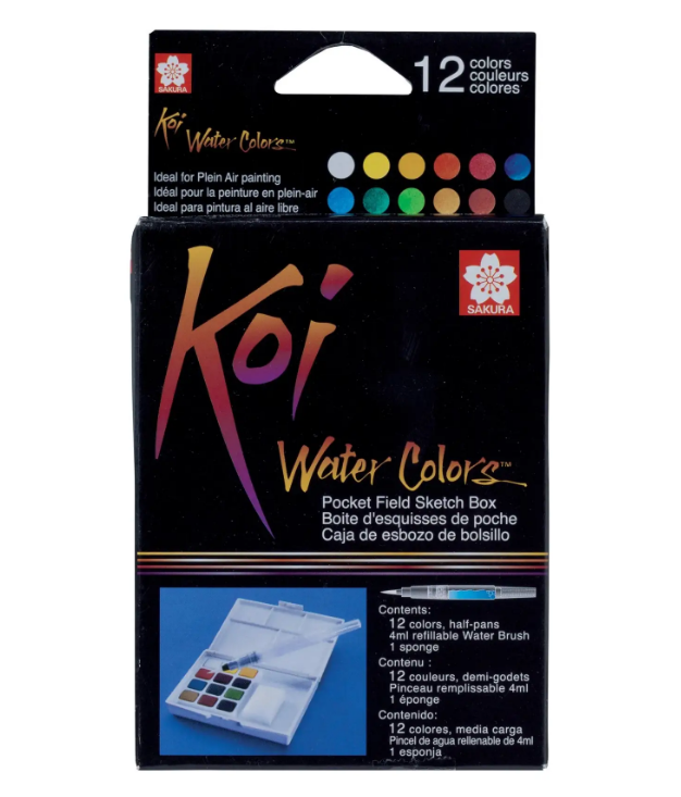 Набір акварельних фарб 12 кол. Koi Watercolors Sketchbox, Sakura
