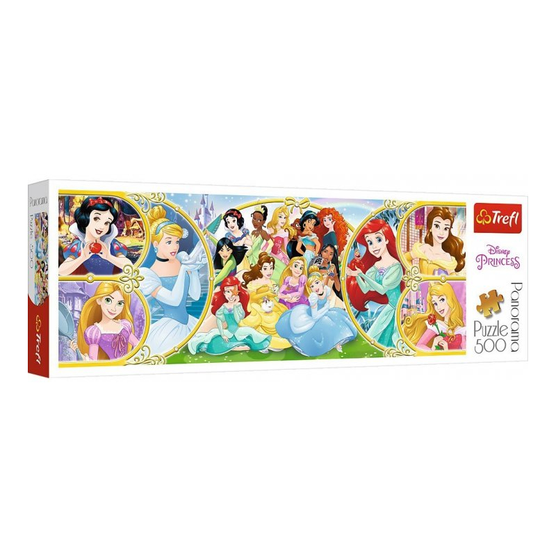 Пазл "500 Панорама" - Повернення в світ Принцес. Колаж. Disney Princess, Trefl, 29514