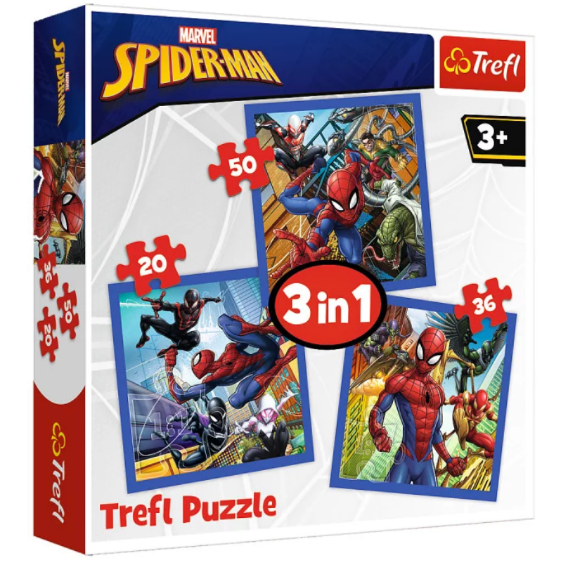 Пазл "3 в 1" - Сила павука, Disney Marvel Spiderman, Trefl, 34841