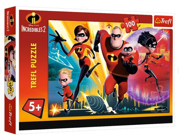 Пазл "100" - Суперсемейка, Disney Incredibles 2, Trefl, 16350