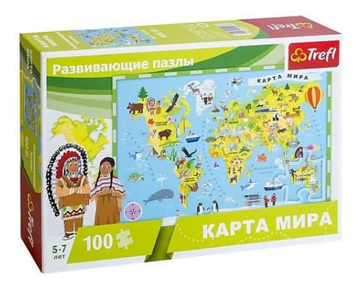 Пазл "100" - Карта світу, Trefl, 15527