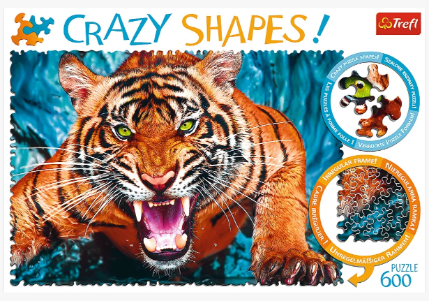 Пазл "600 Crazy Shapes" - Один на один з тигром, Trefl, 11110 1
