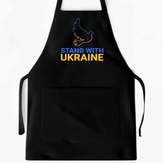 Фартух "Бути з Україною", чорний габардин, 4109