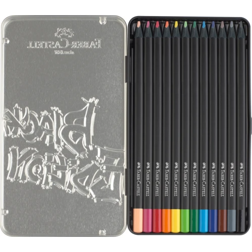 Набір олівців 12 кол. чорне дерево, тригранні, в мет. коробці 116413 Faber-Castell 1