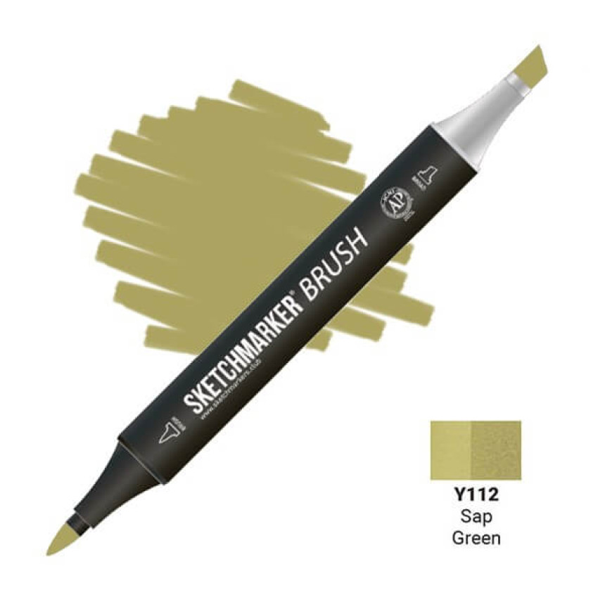 Маркер двусторонний SKETCHMARKER Brush Зеленая краска из крушины, SMB-Y112
