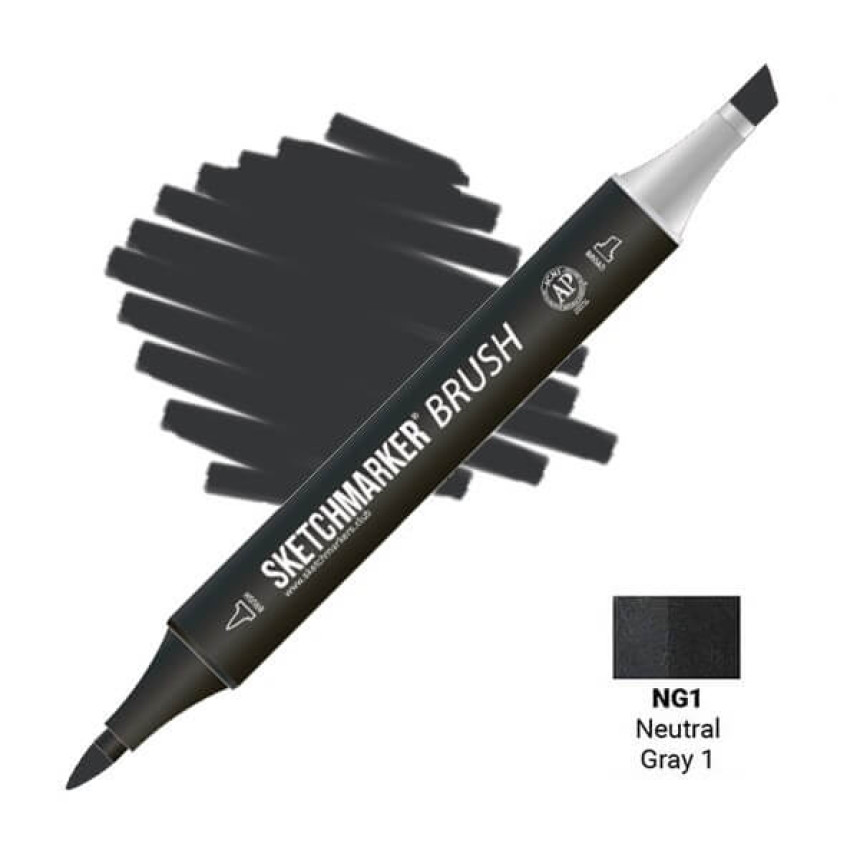 Маркер двусторонний SKETCHMARKER Brush Нейтральный серый 1, SMB-NG1