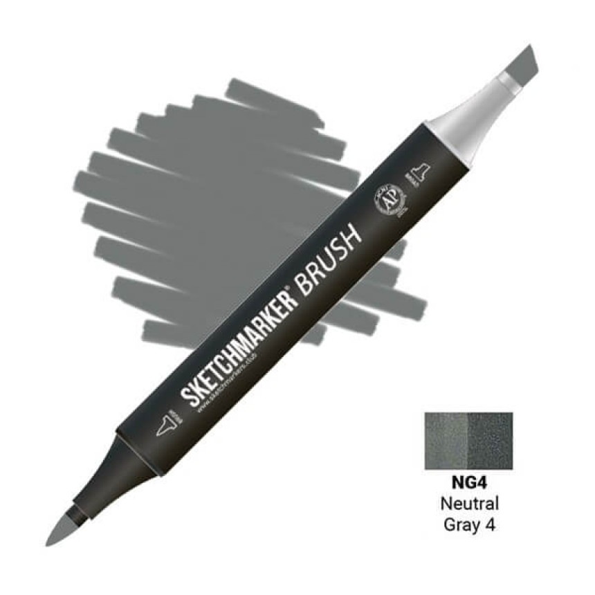 Маркер двусторонний SKETCHMARKER Brush Нейтральный серый 4, SMB-NG4