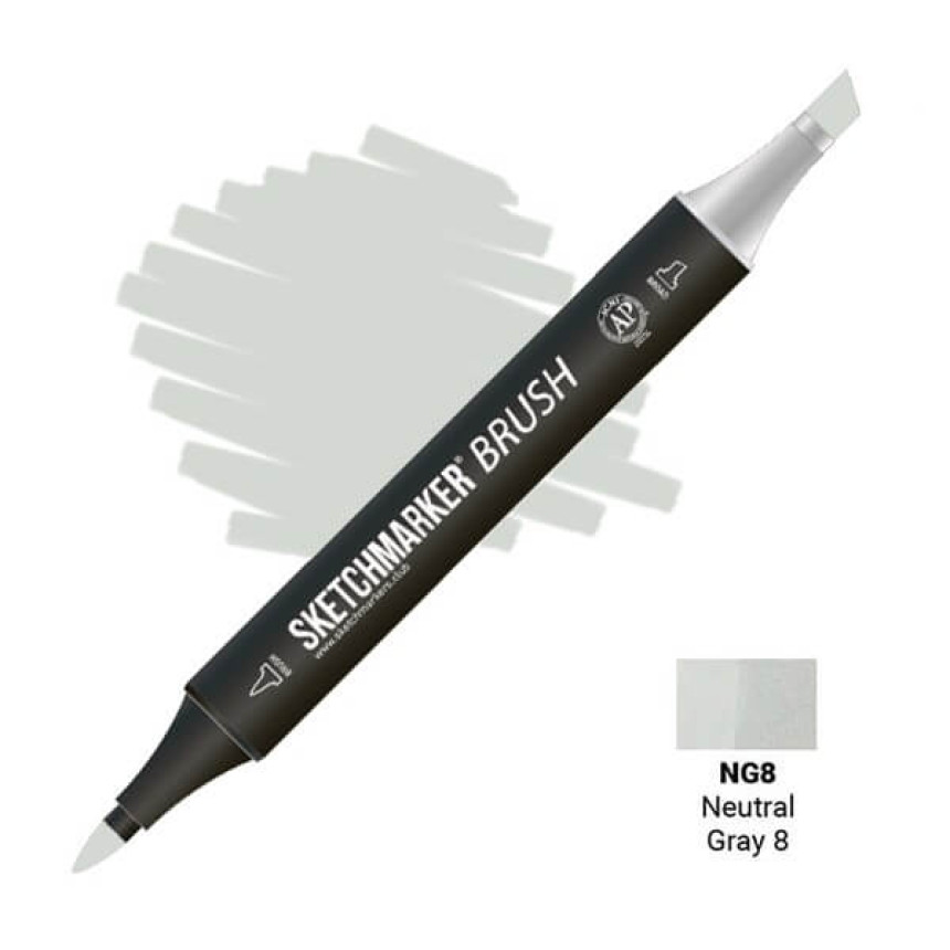 Маркер двусторонний SKETCHMARKER Brush Нейтральный серый 8, SMB-NG8