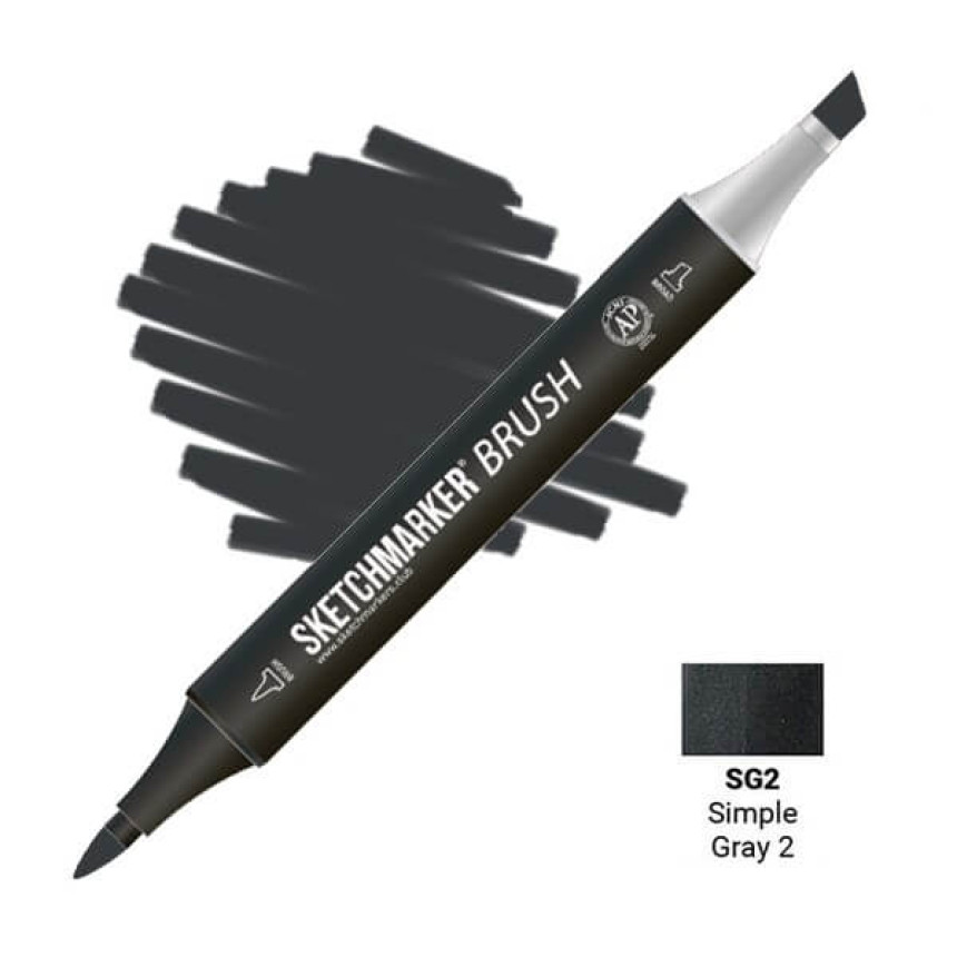Маркер двухсторонний SKETCHMARKER Brush Простой серый 2, SMB-SG2