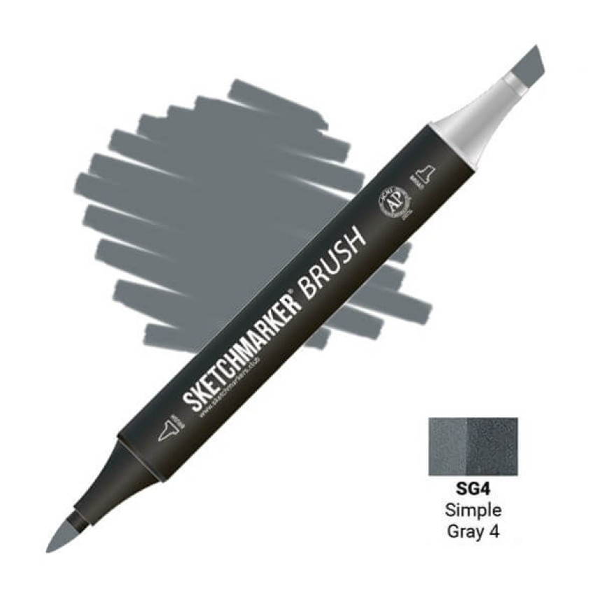Маркер двухсторонний SKETCHMARKER Brush Простой серый 4, SMB-SG4