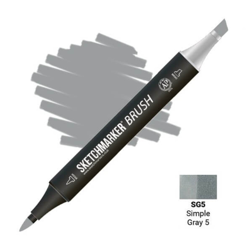 Маркер двухсторонний SKETCHMARKER Brush Простой серый 5, SMB-SG5