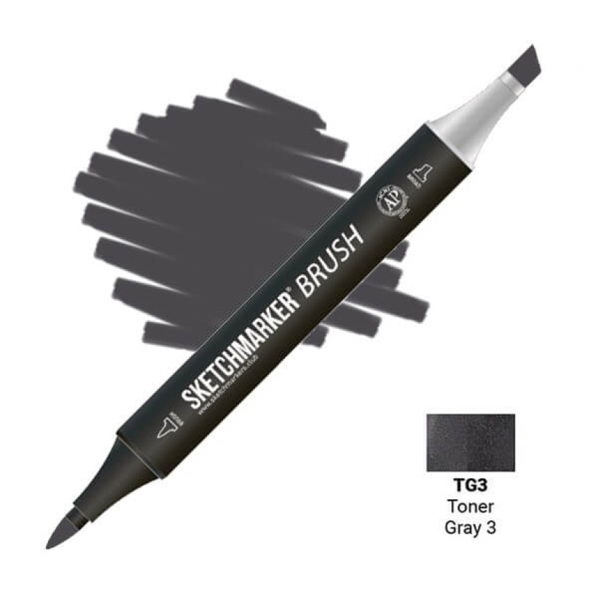 Маркер двухсторонний SKETCHMARKER Brush Тонированный серый 3, SMB-TG3