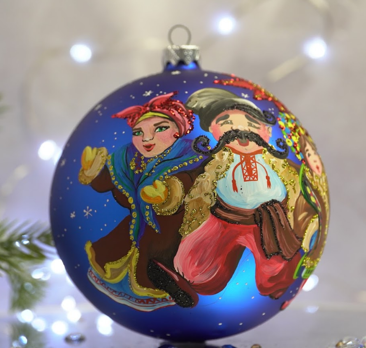Куля високохудожня "Родина колядників" в упаковці 2