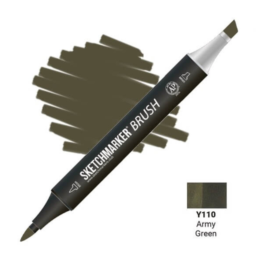 Маркер двусторонний SKETCHMARKER Brush Армейский зеленый, SMB-Y110