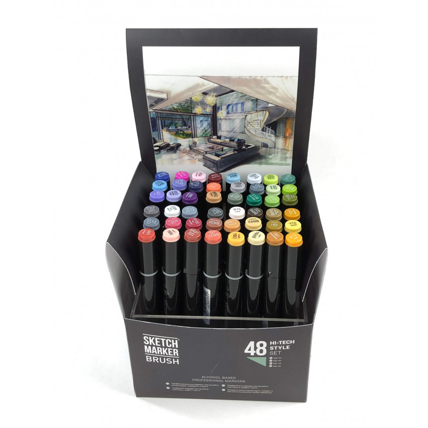 Набор маркеров SKETCHMARKER Brush Hi Tex Style - Пусть тек 48 шт. (в пластик. кейсе), SMB-48HITEX 3