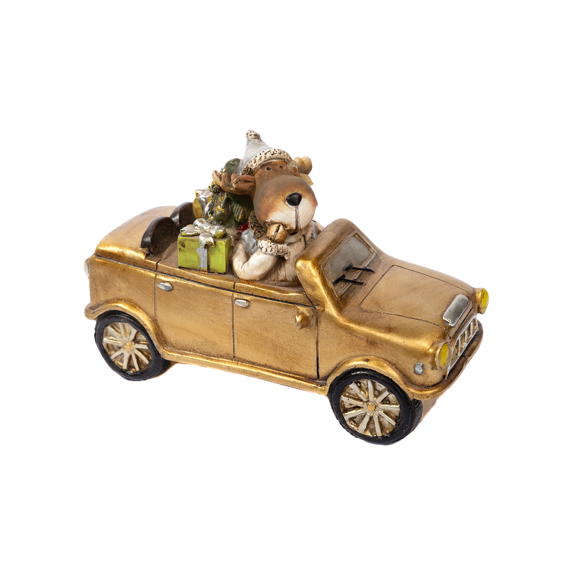 Декор новорічний Авто з подарунками, 10*15,5*6 см, золотий, 815082 Pusteblume