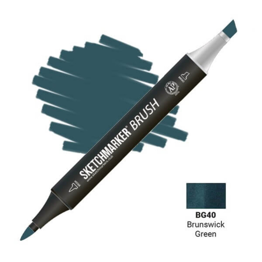 Маркер двусторонний SKETCHMARKER Brush Брауншвейгский зеленый, SMB-BG40
