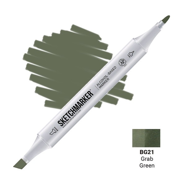 Маркер SKETCHMARKER, 2 пера: долото и тонкое, Grab Green - Зеленый грейфер, SM-BG21