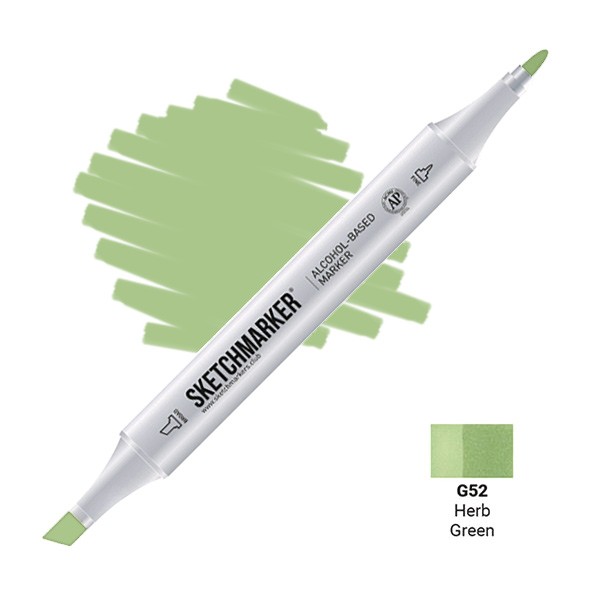 Маркер SKETCHMARKER, 2 пера: долото и тонкое, Herb Green - Зеленая трава, SM-G52