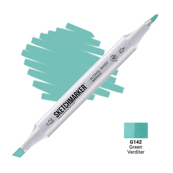 Маркер SKETCHMARKER, 2 пера: долото и тонкое, Green Verditer - Зеленый Вердитер, SM-G142