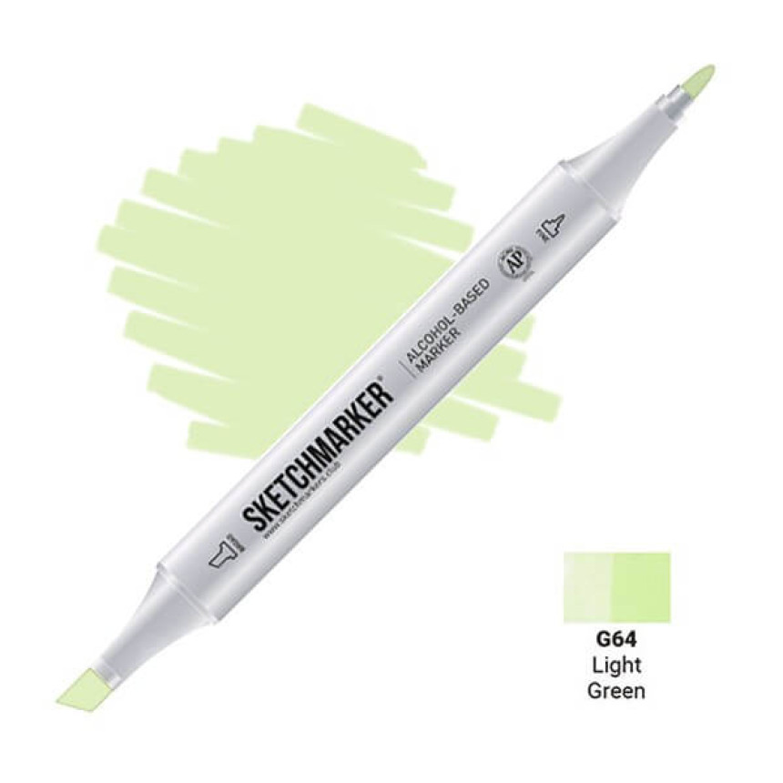 Маркер SKETCHMARKER, 2 пера: долото и тонкое, Light Green - Светло-зеленый, SM-G64
