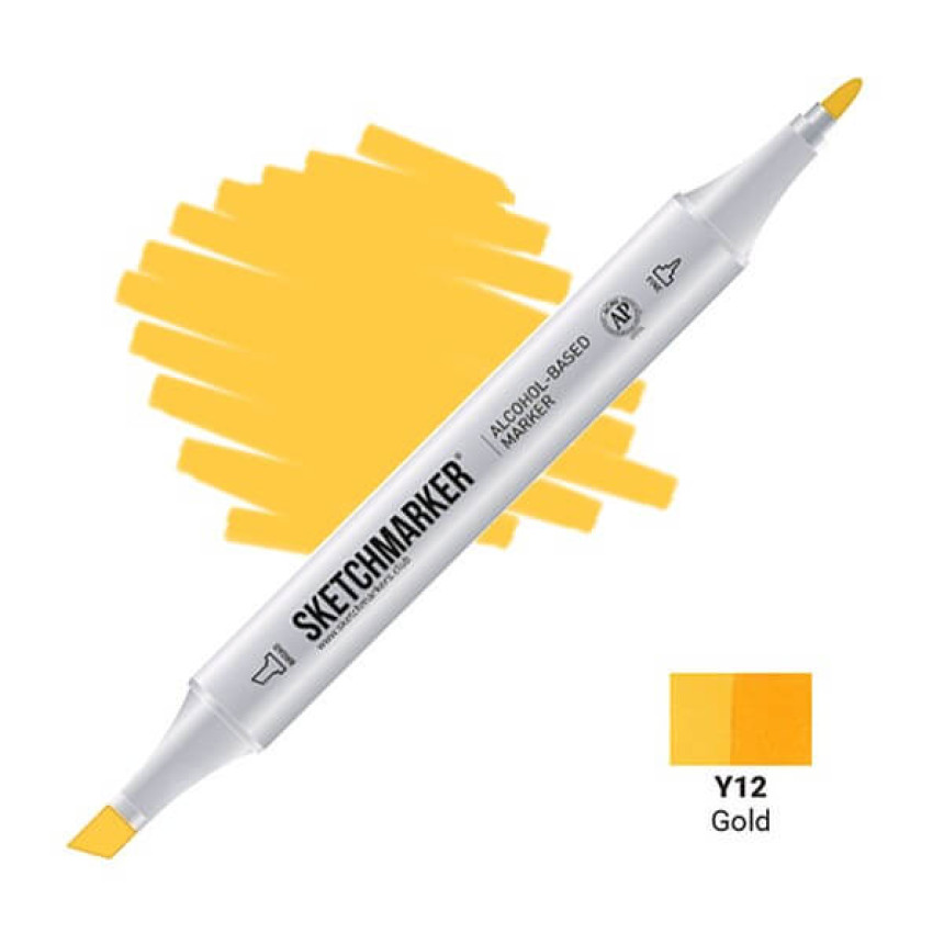 Маркер SKETCHMARKER, 2 пера: долото и тонкое, Gold - Золото, SM-Y12