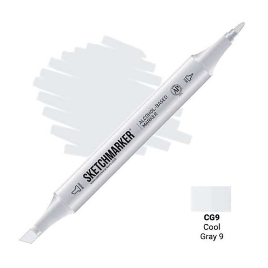 Маркер SKETCHMARKER, 2 пера: долото и тонкое, Cool gray 9 - Прохладный серый 9, SM-CG9