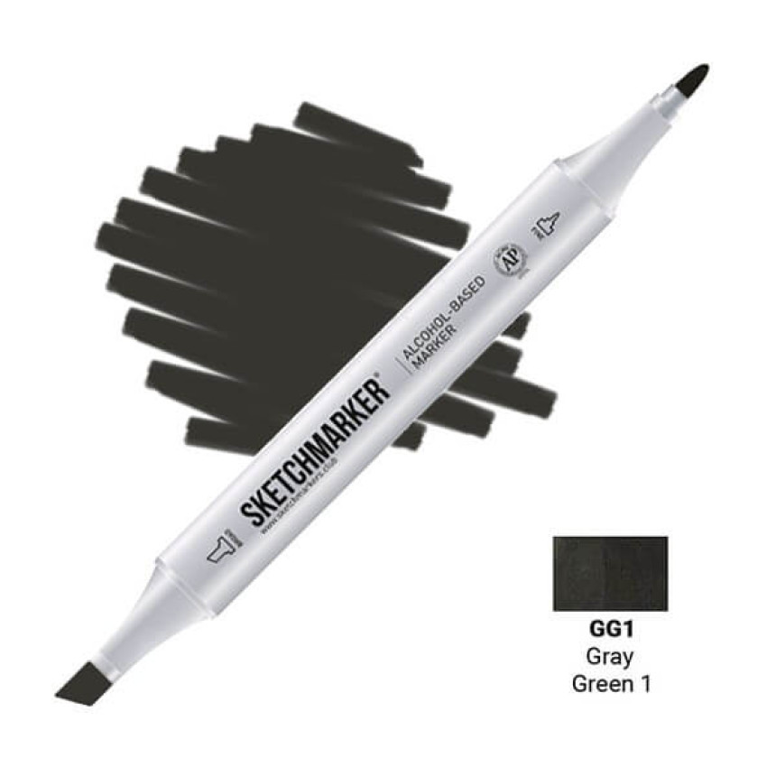 Маркер SKETCHMARKER, 2 пера: долото и тонкое, Gray Green 1 - Серо-зеленый 1, SM-GG1