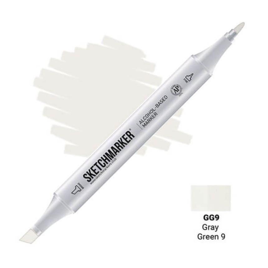 Маркер SKETCHMARKER, 2 пера: долото и тонкое, Gray Green 9 - Серо-зеленый 9, SM-GG9