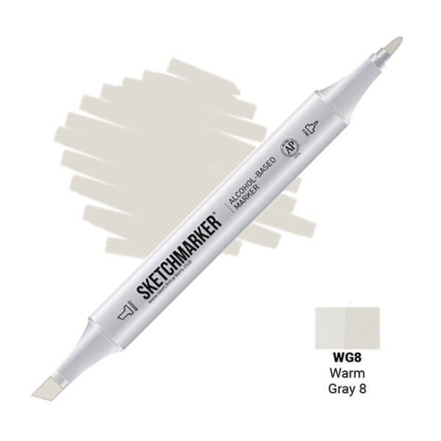 Маркер SKETCHMARKER, 2 пера: долото и тонкое, Warm Gray 8 - Теплый серый 8, SM-WG8