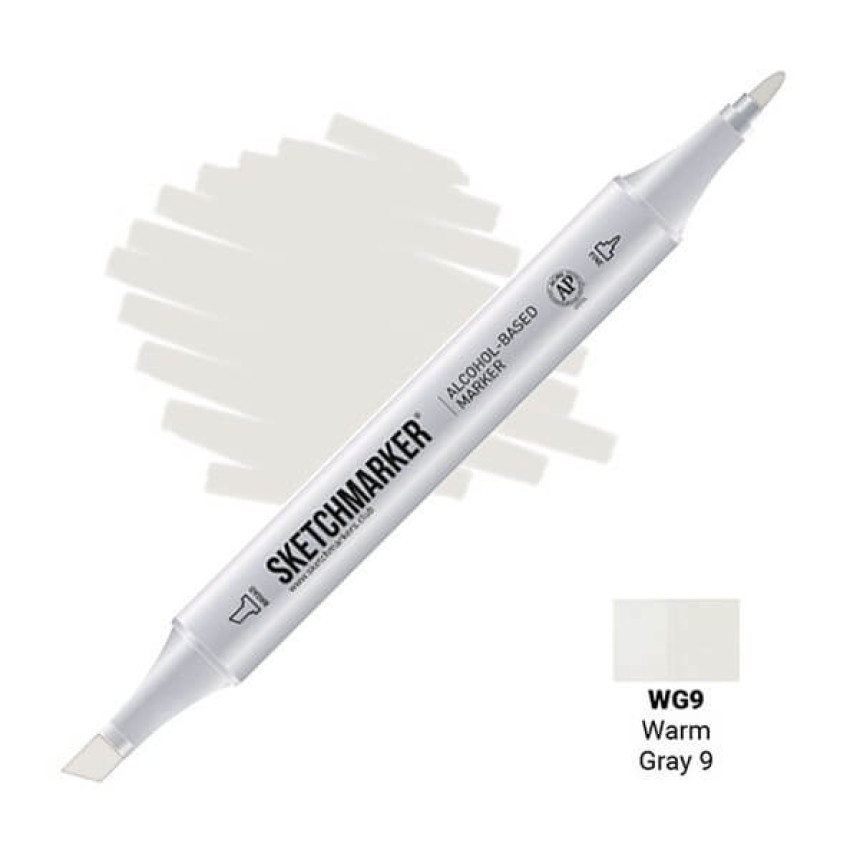 Маркер SKETCHMARKER, 2 пера: долото и тонкое, Warm Gray 9 - Теплый серый 9, SM-WG9