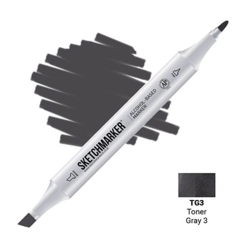 Маркер SKETCHMARKER, 2 пера: долото и тонкое, Toner Gray 3 - Тонированный серый 3, SM-TG3
