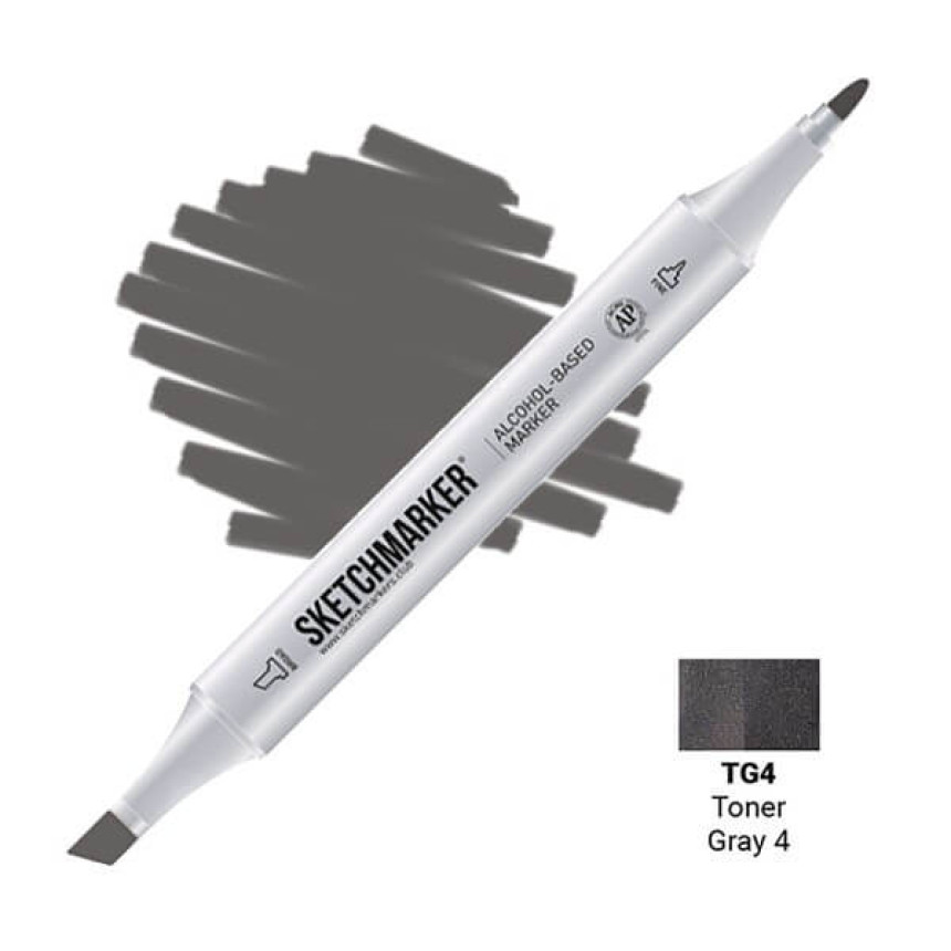 Маркер SKETCHMARKER, 2 пера: долото и тонкое, Toner Gray 4 - Тонированный серый 4, SM-TG4