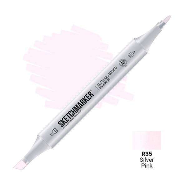 Маркер SKETCHMARKER, 2 пера: долото и тонкое, Silver Pink - Серебристо-розовый, SM-R35
