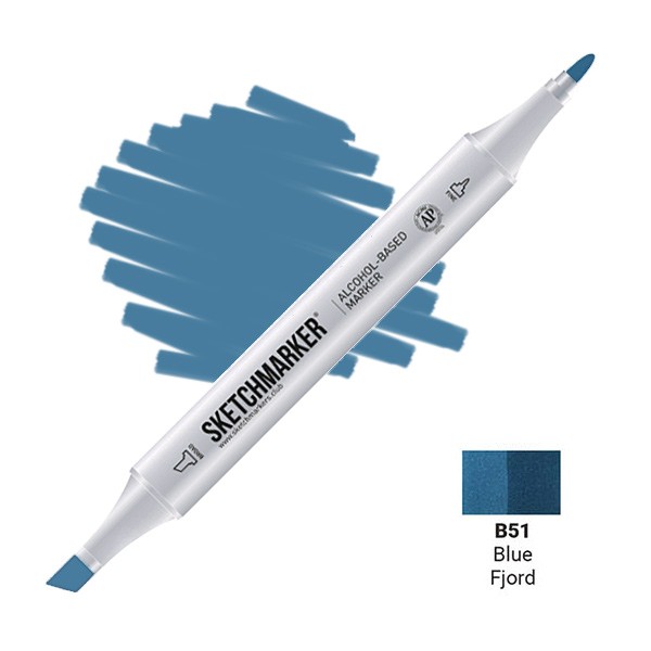 Маркер SKETCHMARKER, 2 пера: долото и тонкое, Blue Fjord - Синий фьорд, SM-B51