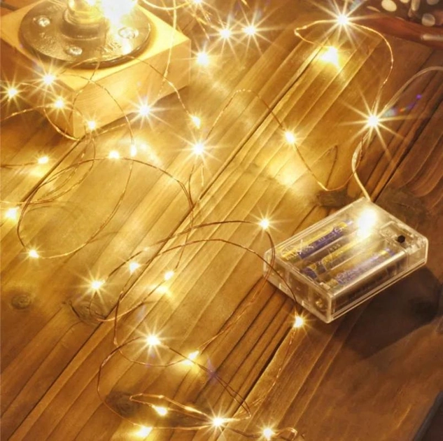 Гирлянда-роса на батарейках 20 LED, 2 м, белый теплый, 1975-07 1