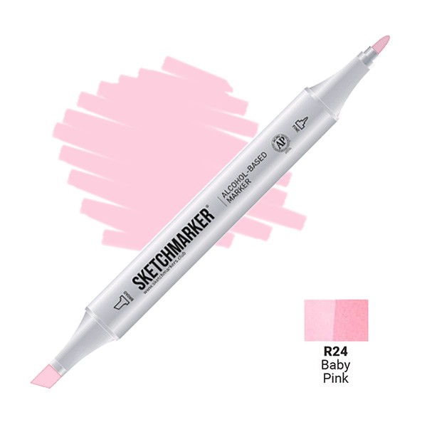 Маркер SKETCHMARKER, 2 пера: долото и тонкое, Baby Pink - Детский розовый, SM-R24