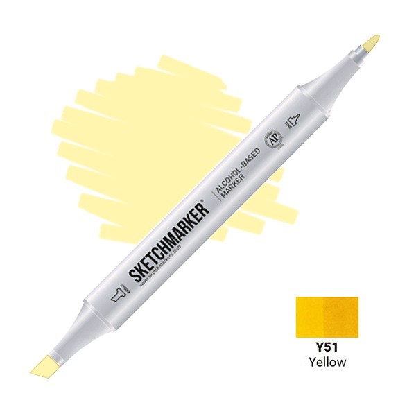 Маркер SKETCHMARKER, 2 пера: долото и тонкое, Yellow - Желтый, SM-Y51