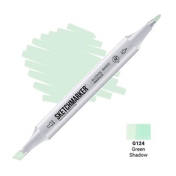 Маркер SKETCHMARKER, 2 пера: долото и тонкое, Green Shadow - Зеленый полумрак, SM-G124