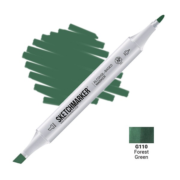 Маркер SKETCHMARKER, 2 пера: долото и тонкое, Forest Green - Зеленый лес, SM-G110