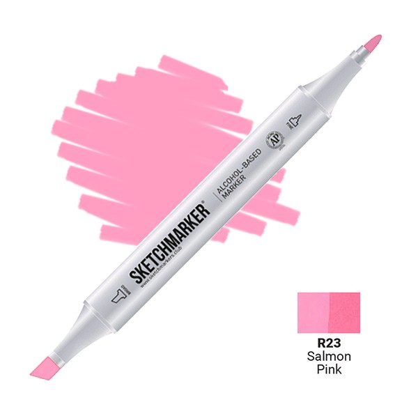 Маркер SKETCHMARKER, 2 пера: долото и тонкое, Salmon Pink - Розовый лососевый, SM-R23