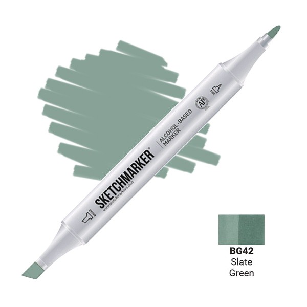 Маркер SKETCHMARKER, 2 пера: долото и тонкое, Slate Green - Сланцево-зеленый, SM-BG42