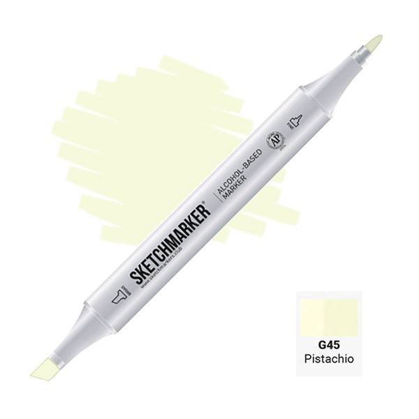 Маркер SKETCHMARKER, 2 пера: долото и тонкое, Pistachio - Фисташковый, SM-G45
