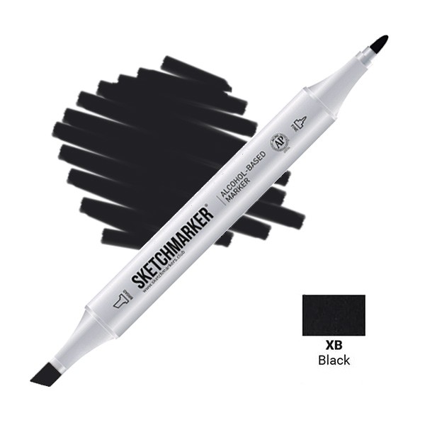 Маркер SKETCHMARKER, 2 пера: долото и тонкое, Black - Черный, SM-XB
