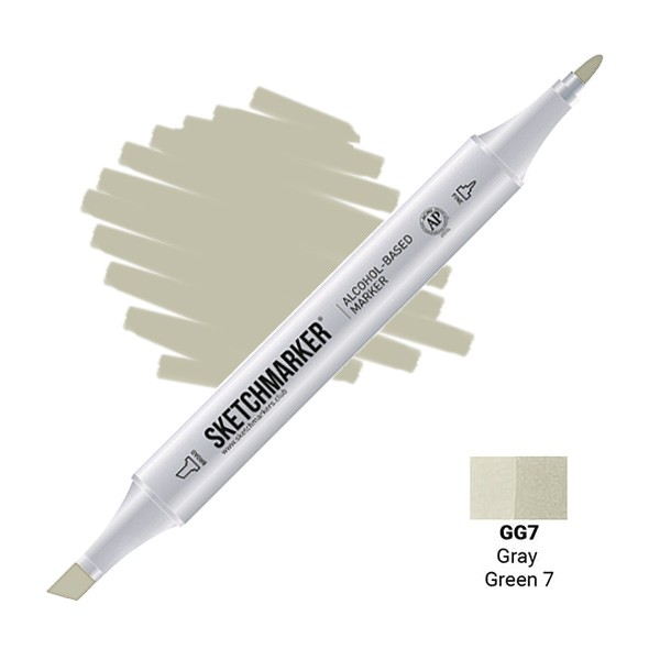 Маркер SKETCHMARKER, 2 пера: долото и тонкое, Gray Green 7 - Серо-зелёный 7, SM-GG7
