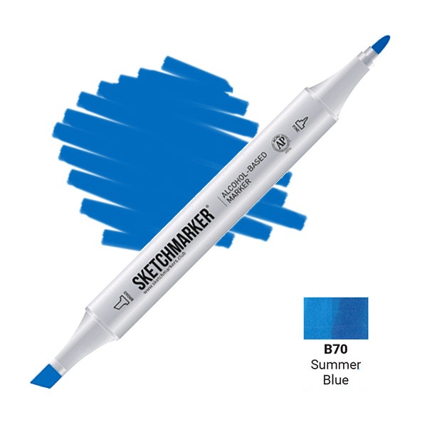 Маркер SKETCHMARKER, 2 пера: долото и тонкое, Summer Blue - Летний синий, SM-B70